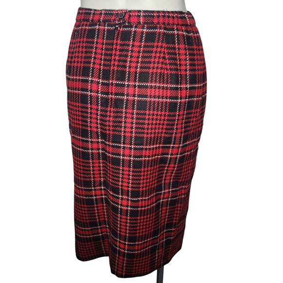 Vintage Plaid pencil skirt mid-rise midi length size 28 Dark‎ Academia - Picture 5 of 11